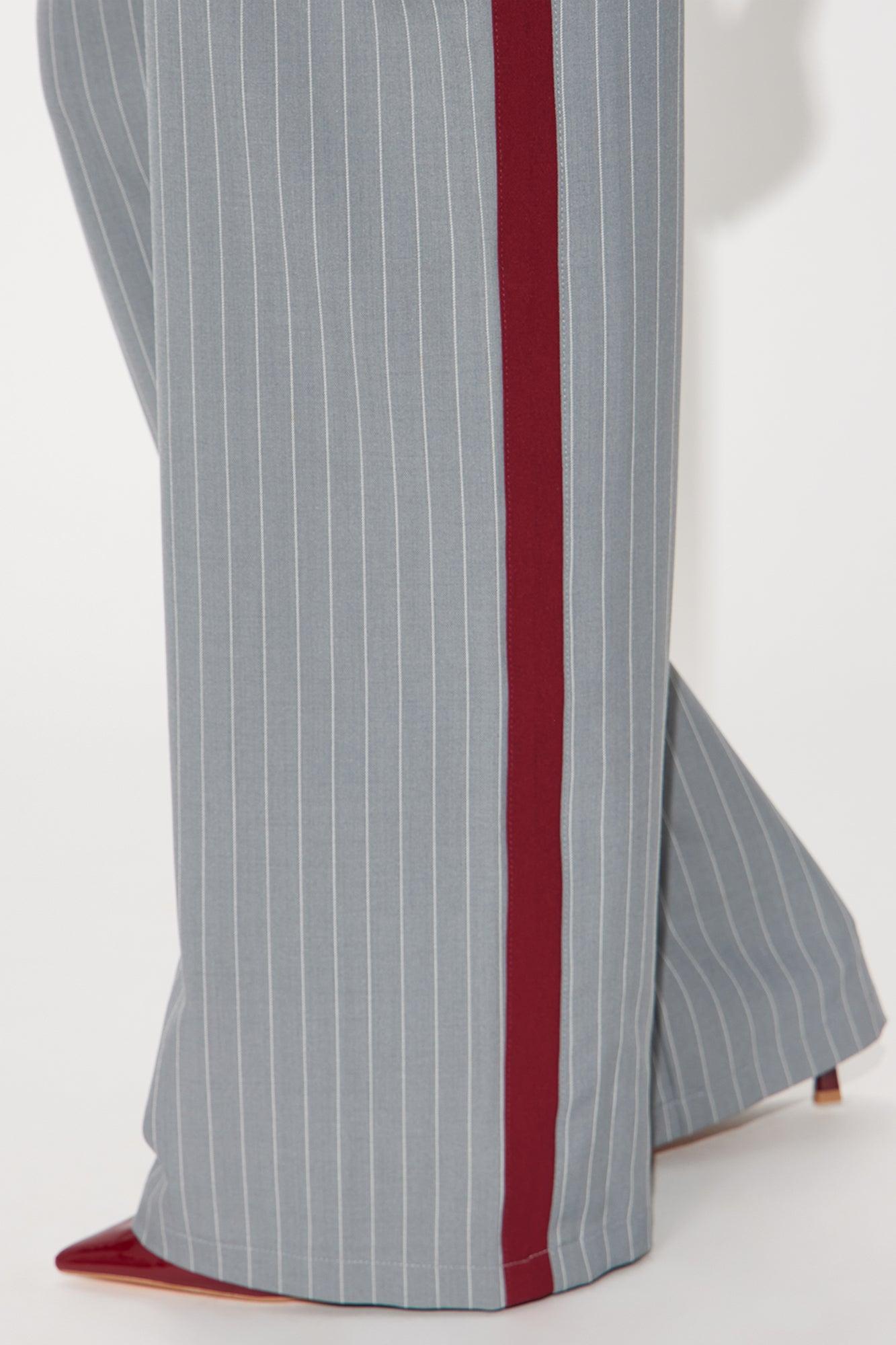 Different From The Rest Pinstripe Wide Leg Trouser Pant - Grey/combo Female Product Image