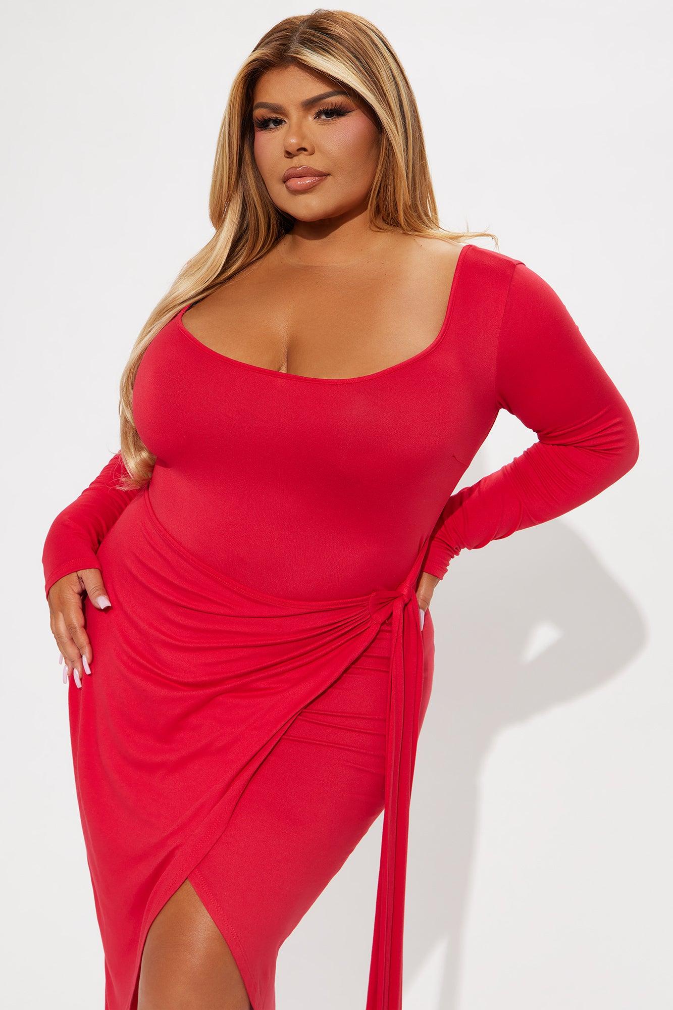 Hunter Long Sleeve Midi Dress - Red Product Image