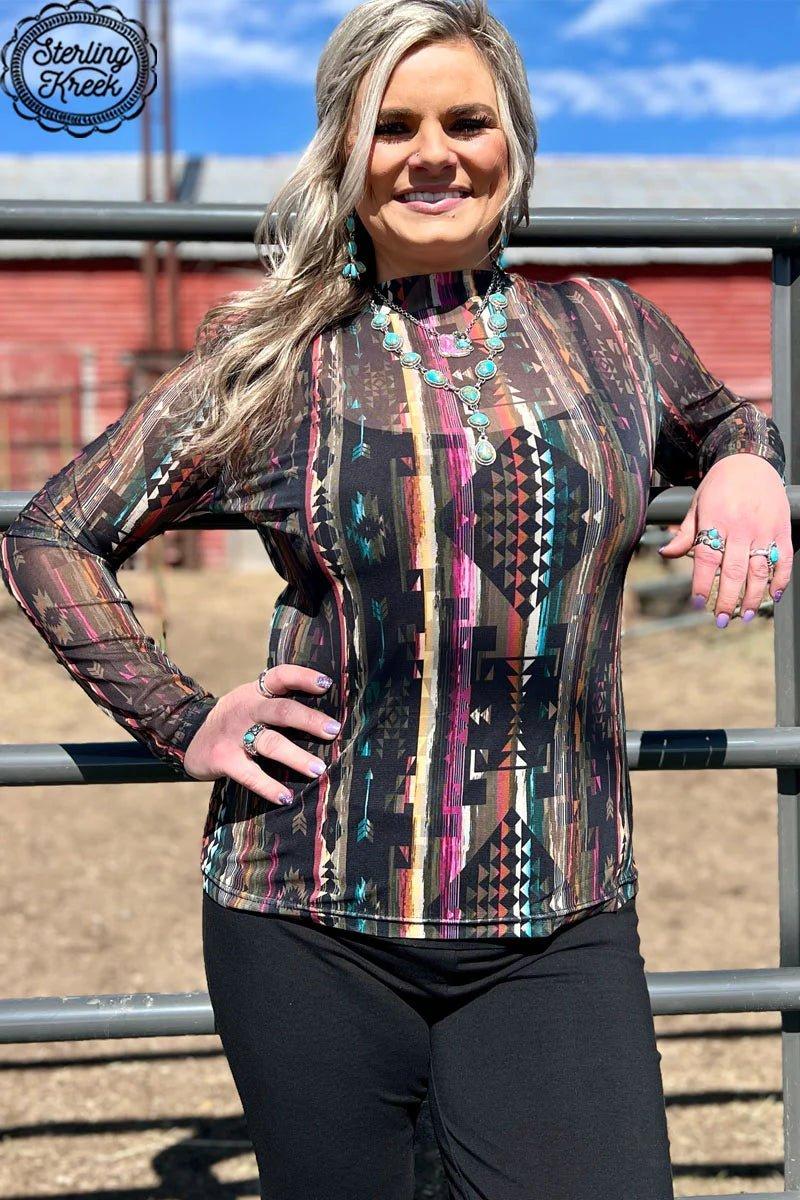 PLUS Aztec Warrior Mesh Top Product Image
