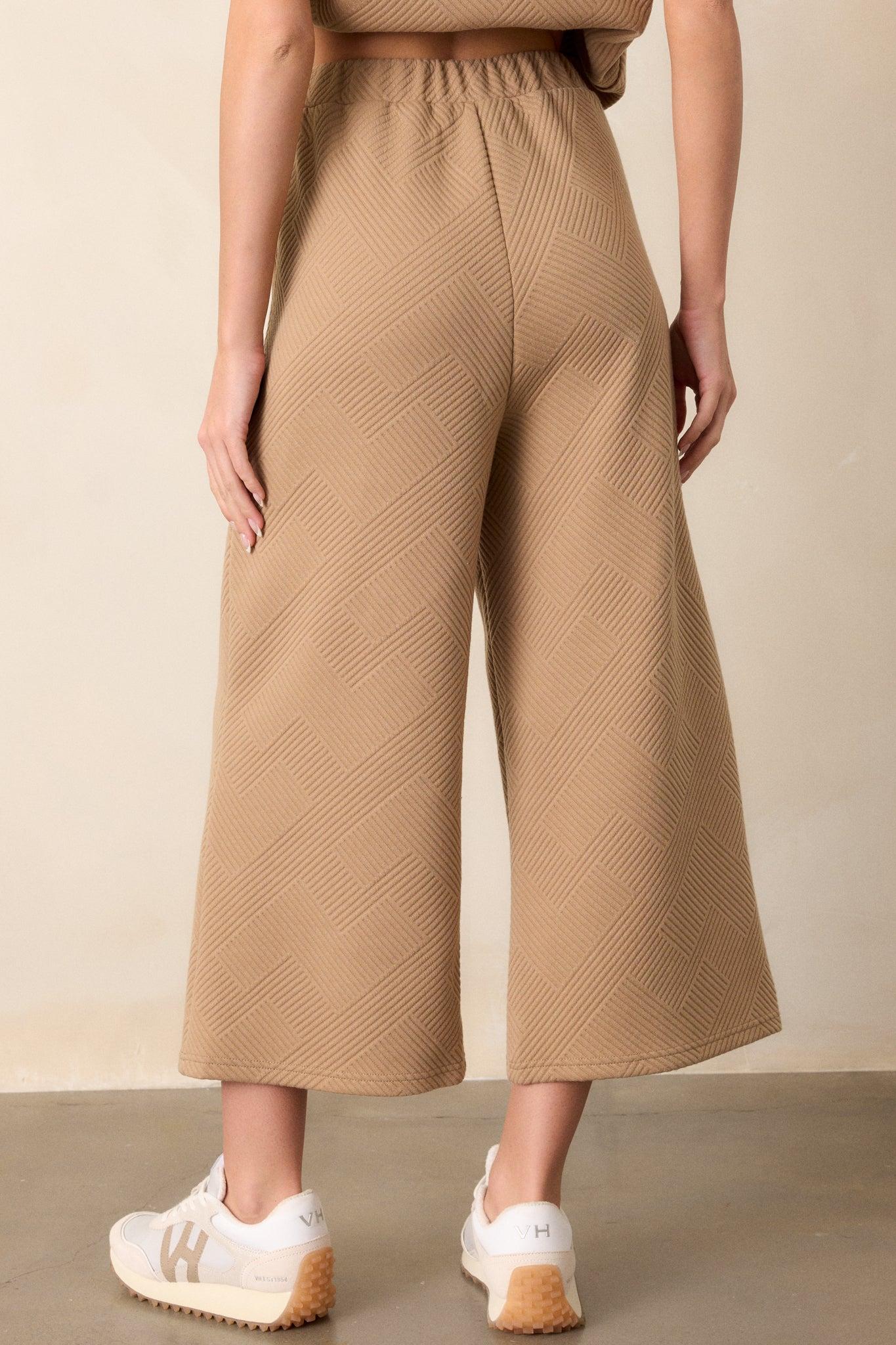 Tell Me Tan Cropped Textured Pants Product Image