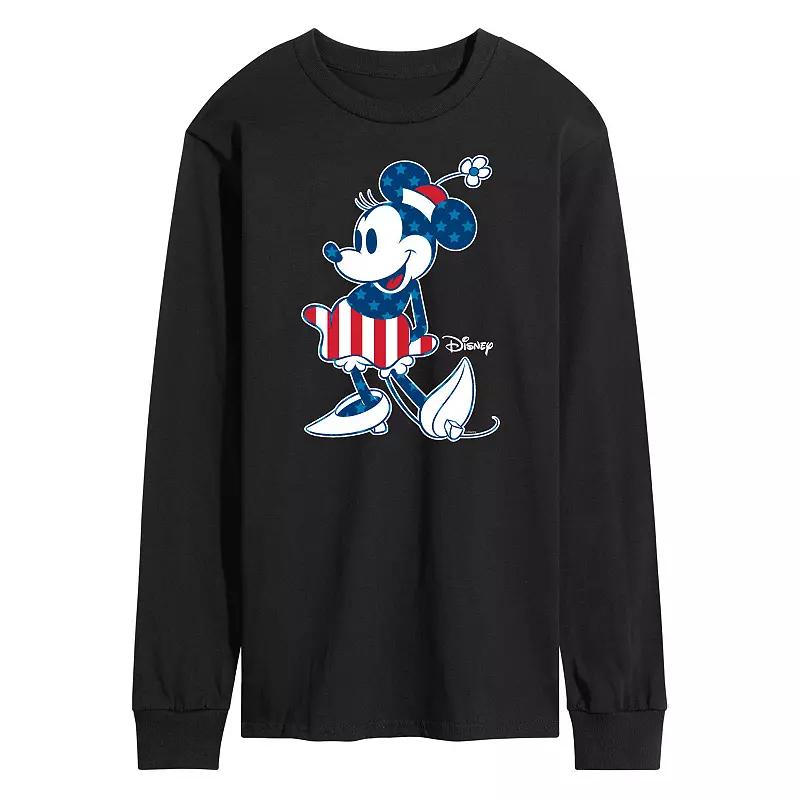 Disney's Minnie Mouse Men's Flag Long Sleeve Graphic Tee,  Product Image