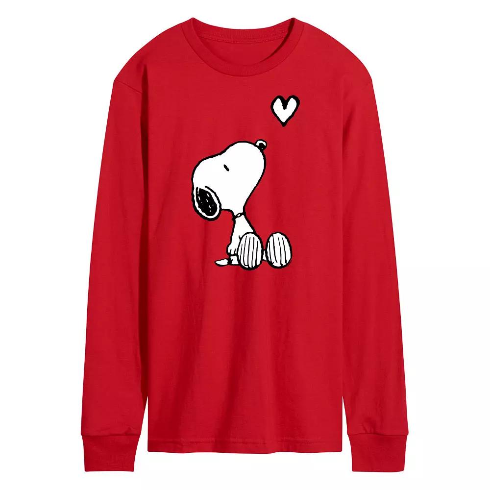 Men's Peanuts Snoopy Heart Long Sleeve Graphic Tee,  Product Image