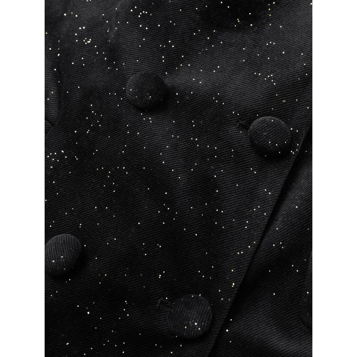 Plus Size Galaxy Glitter Pocket Suit Collar Blazer Black Women Party Plain Non Sleeve Long Sleeve Suit Collar 26/4X Open pocket with flap Cocktail Blazers BloomChic Product Image