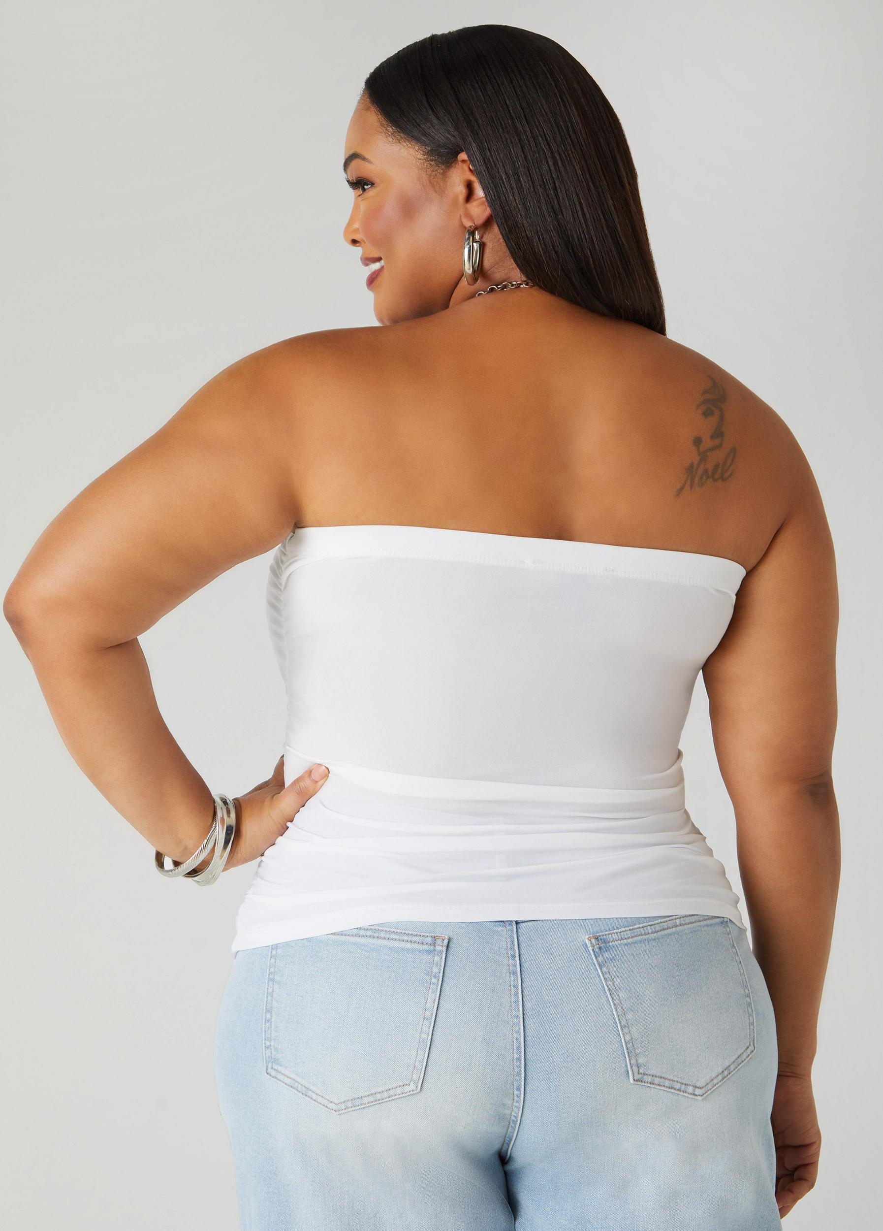 Plus Size Ruched Tube Top Ashley Stewart Product Image