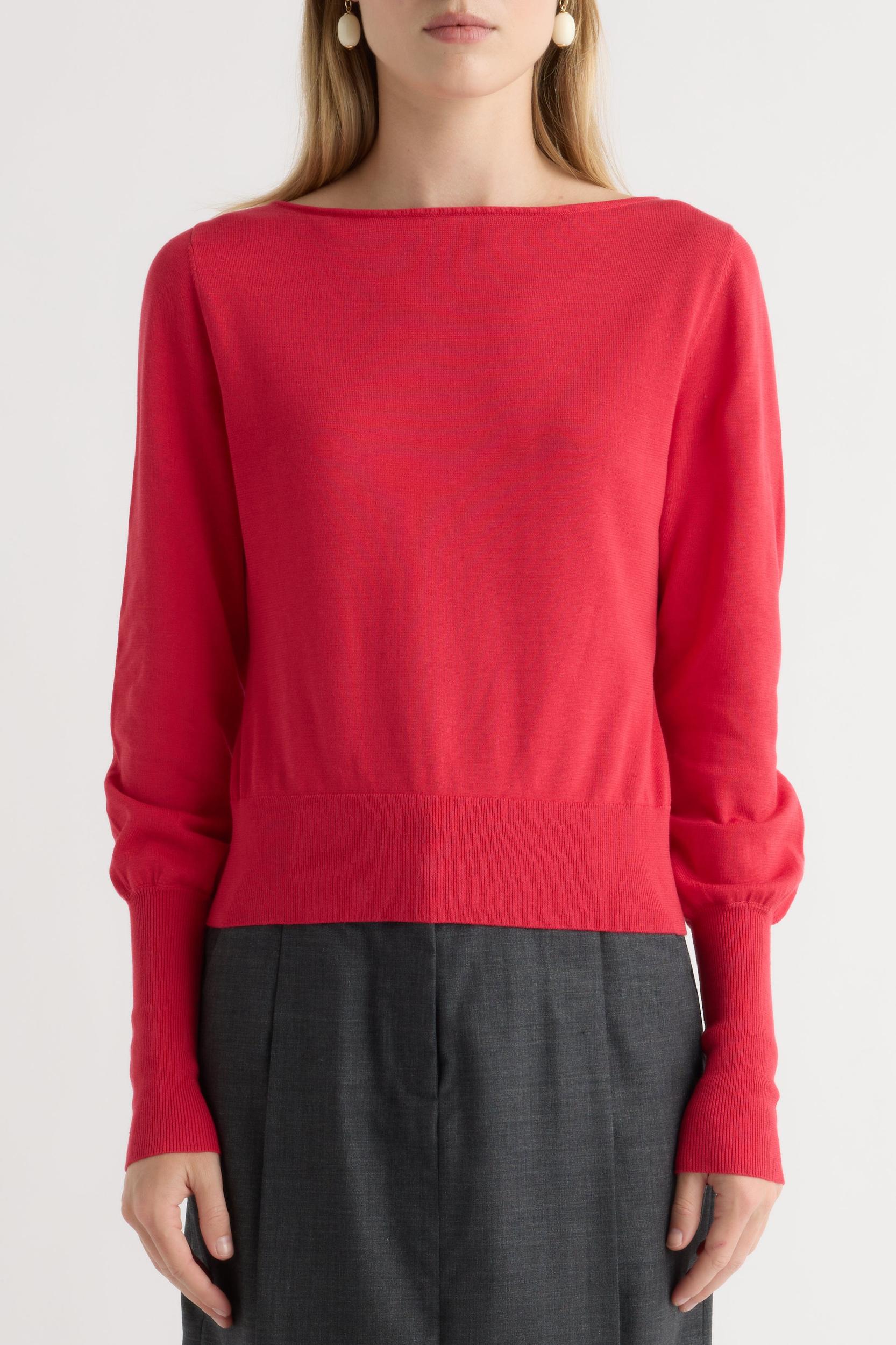 Hanli Cotton-Silk Boat-Neck Sweater Product Image