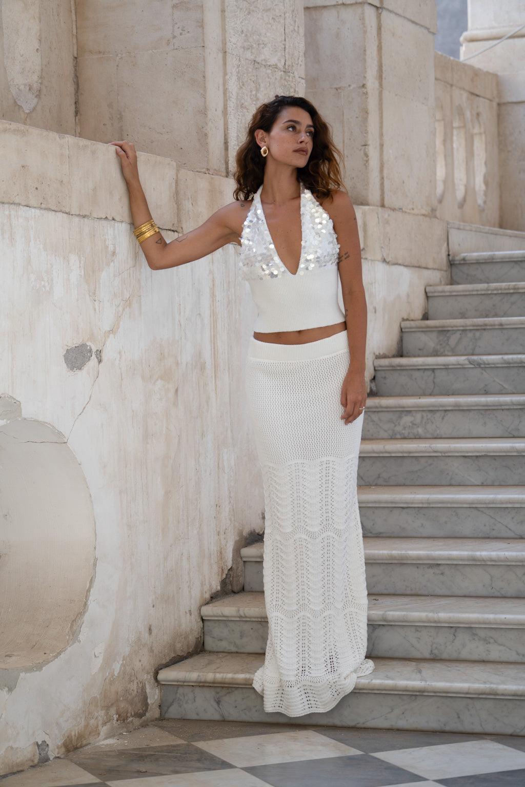 Jovie Ivory Knit Maxi Skirt Product Image