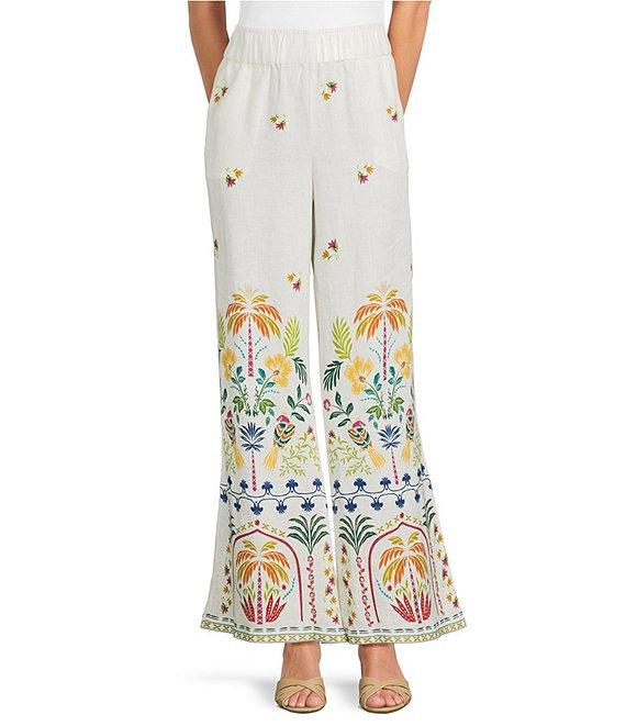 JOHNNY WAS Mixed Floral Printed Linen V-Neck Sleeveless Coordinaiting Tank Product Image