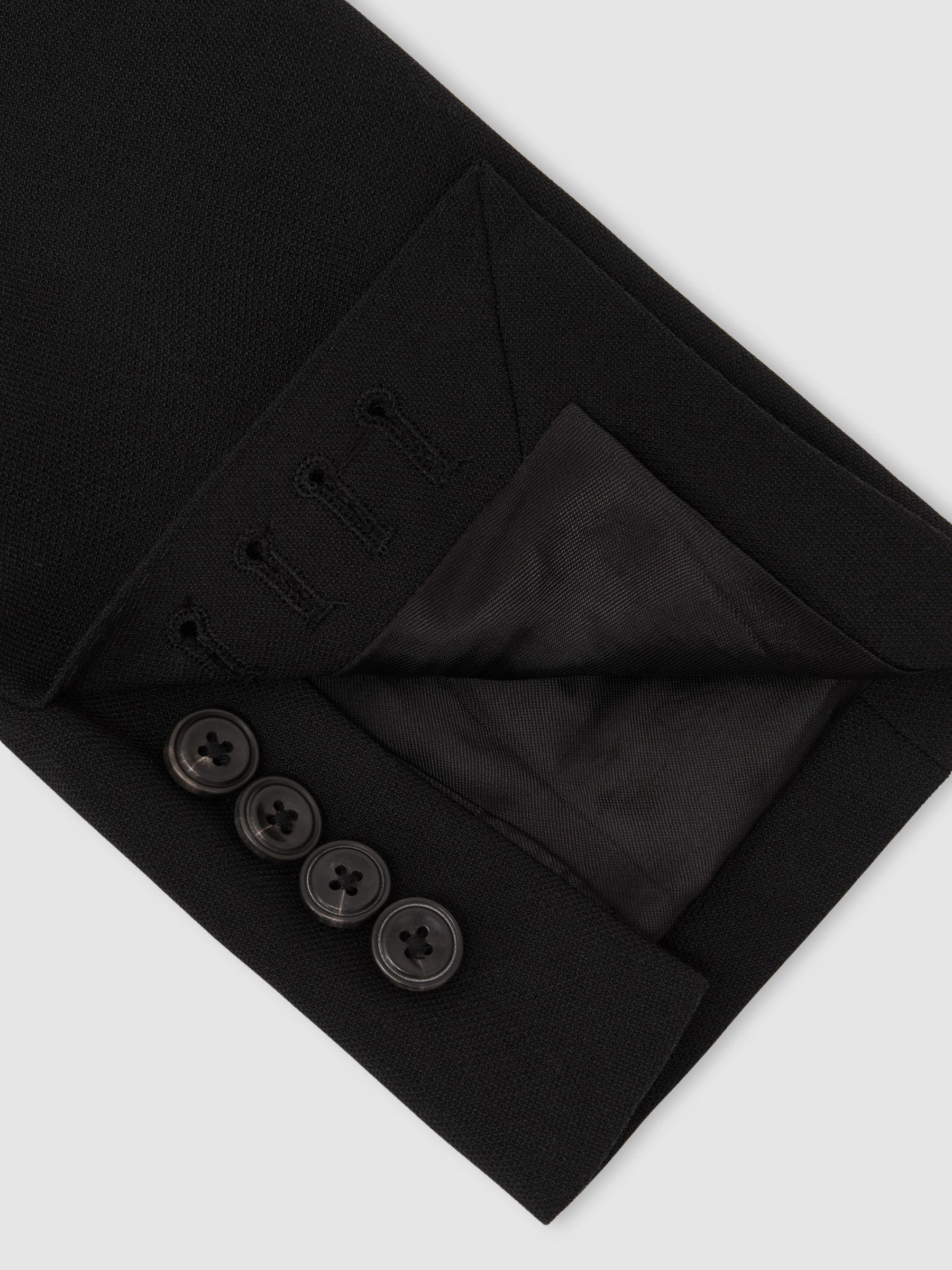Tailored Fit Single-Breasted Textured Suit Blazer With Wool in Black Product Image