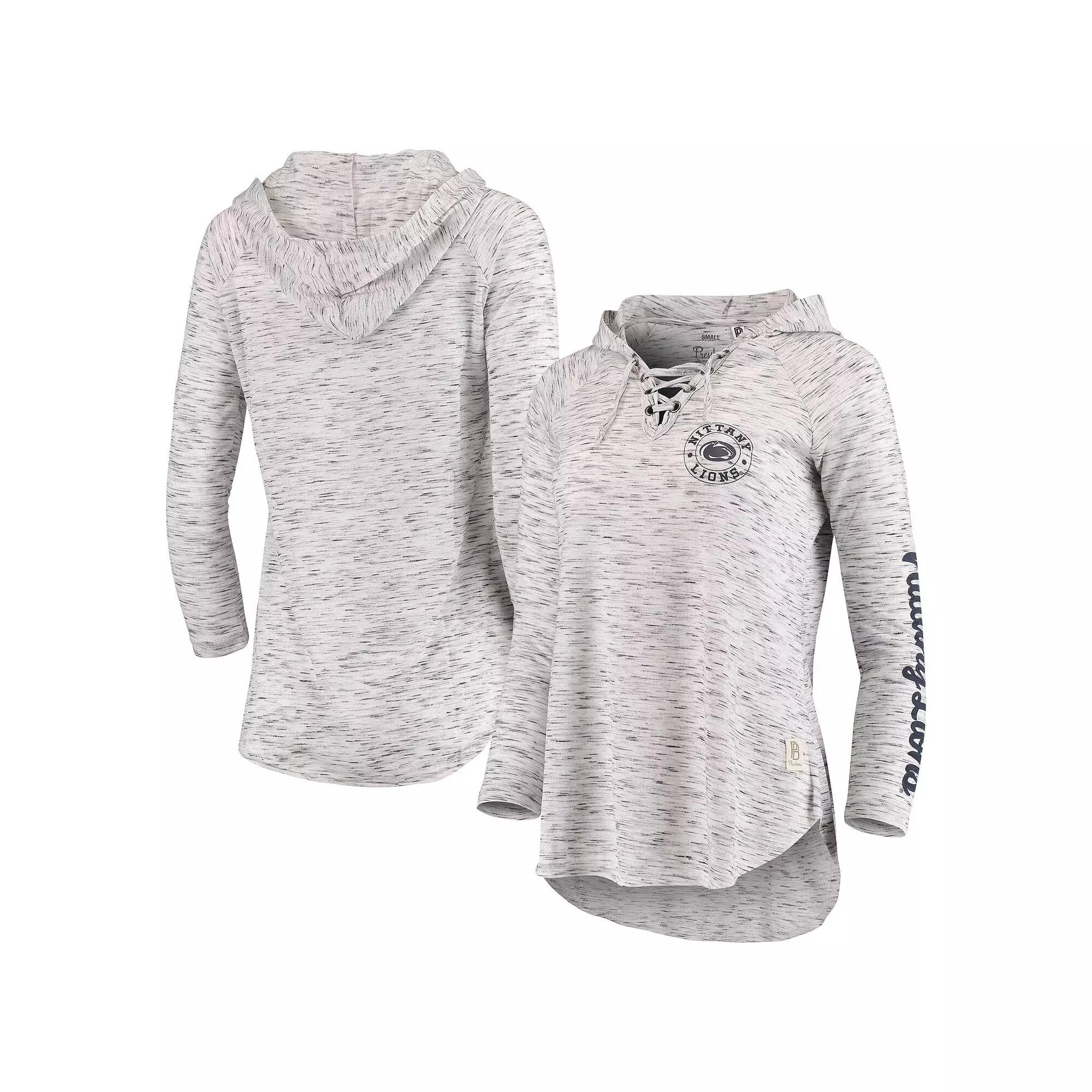 Women's Pressbox Gray Penn State Nittany Lions Space Dye Lace-Up V-Neck Long Sleeve T-Shirt, Size: Small, Grey Product Image