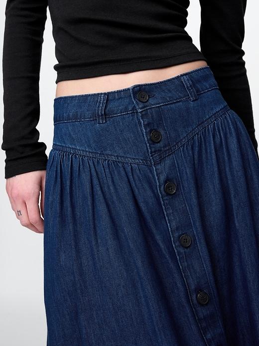 Denim Western Yoke Midi Skirt Product Image