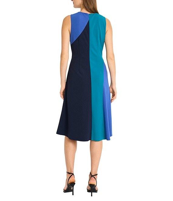 Maggy London Sleeveless Color Block Midi Dress Product Image