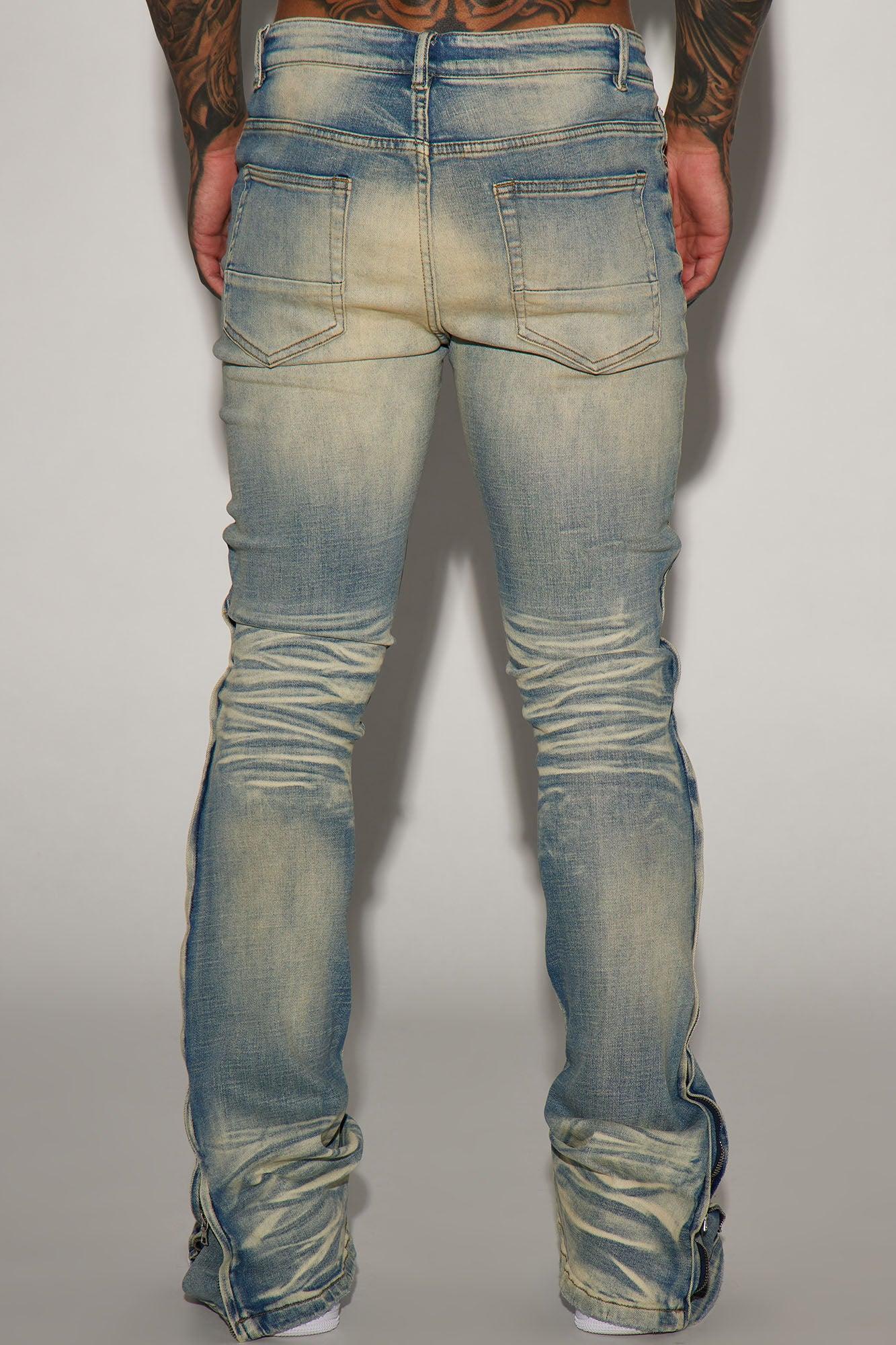 Zip All The Way Stacked Skinny Flare Jeans - Medium Wash Product Image