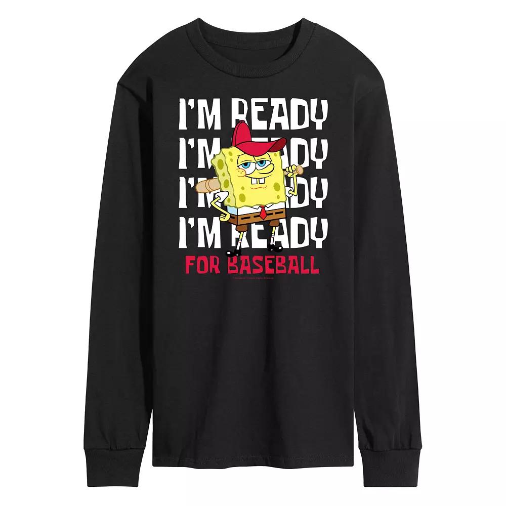 Men's Nickelodeon SpongeBob SquarePants Ready For Baseball Long Sleeve Graphic Tee,  Product Image