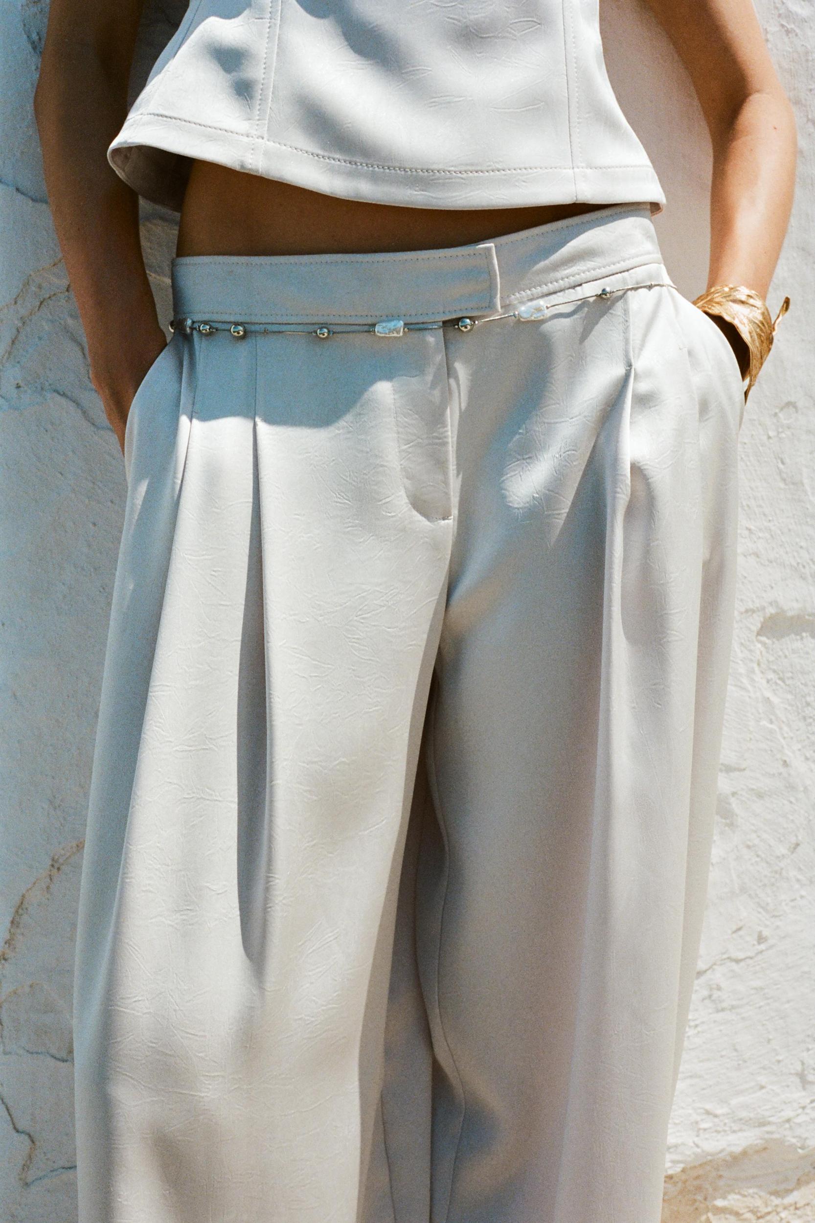 SATIN WIDE LEG PANTS Product Image