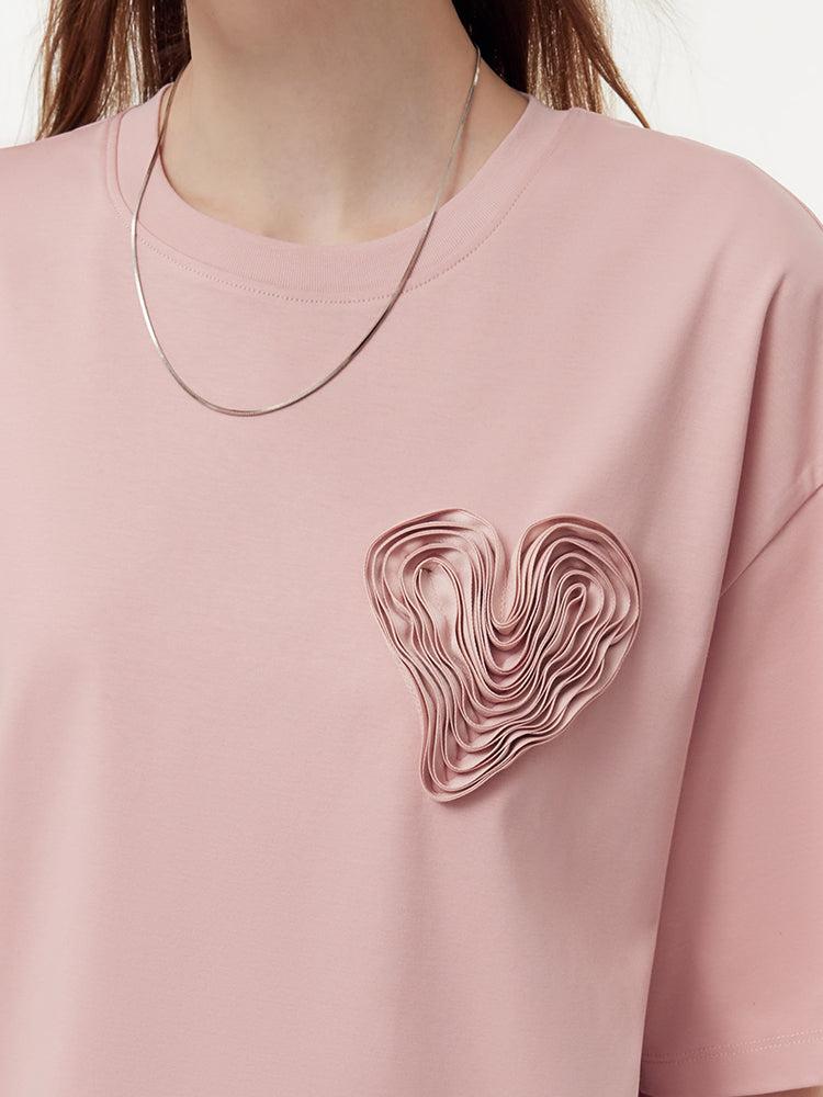 100% Cotton 3D Heart Women Oversized T-Shirt Product Image