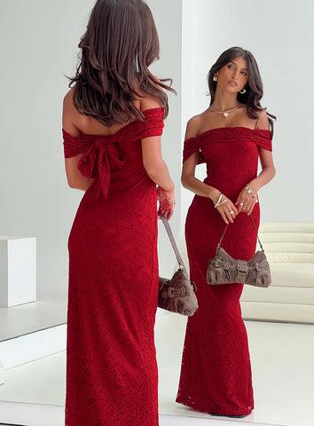 Allured Strapless Maxi Dress Burgundy Product Image