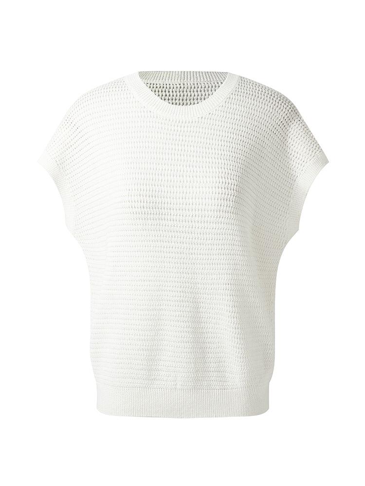 Linen Cotton Sequins Women Open-Knit Top Product Image