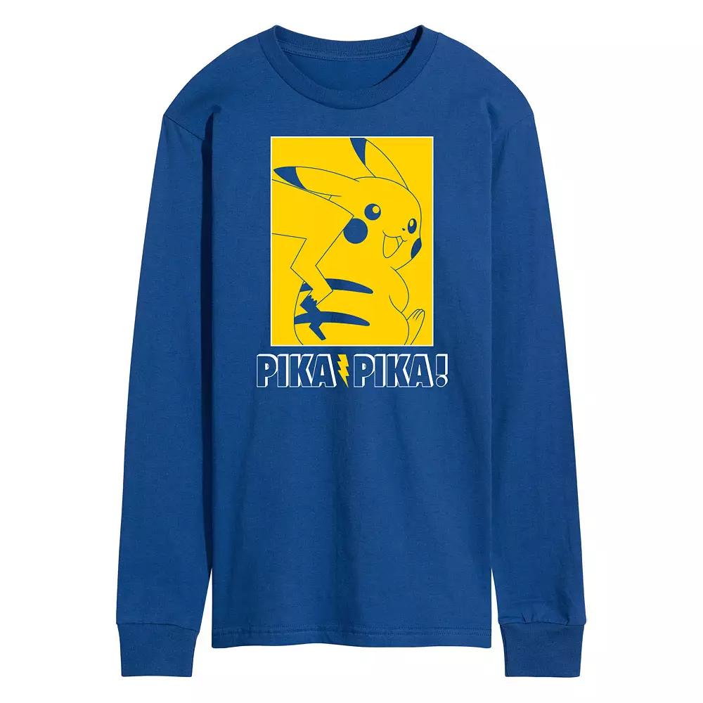 Men's Pokemon Pika Outline Long Sleeve Graphic Tee,  Product Image