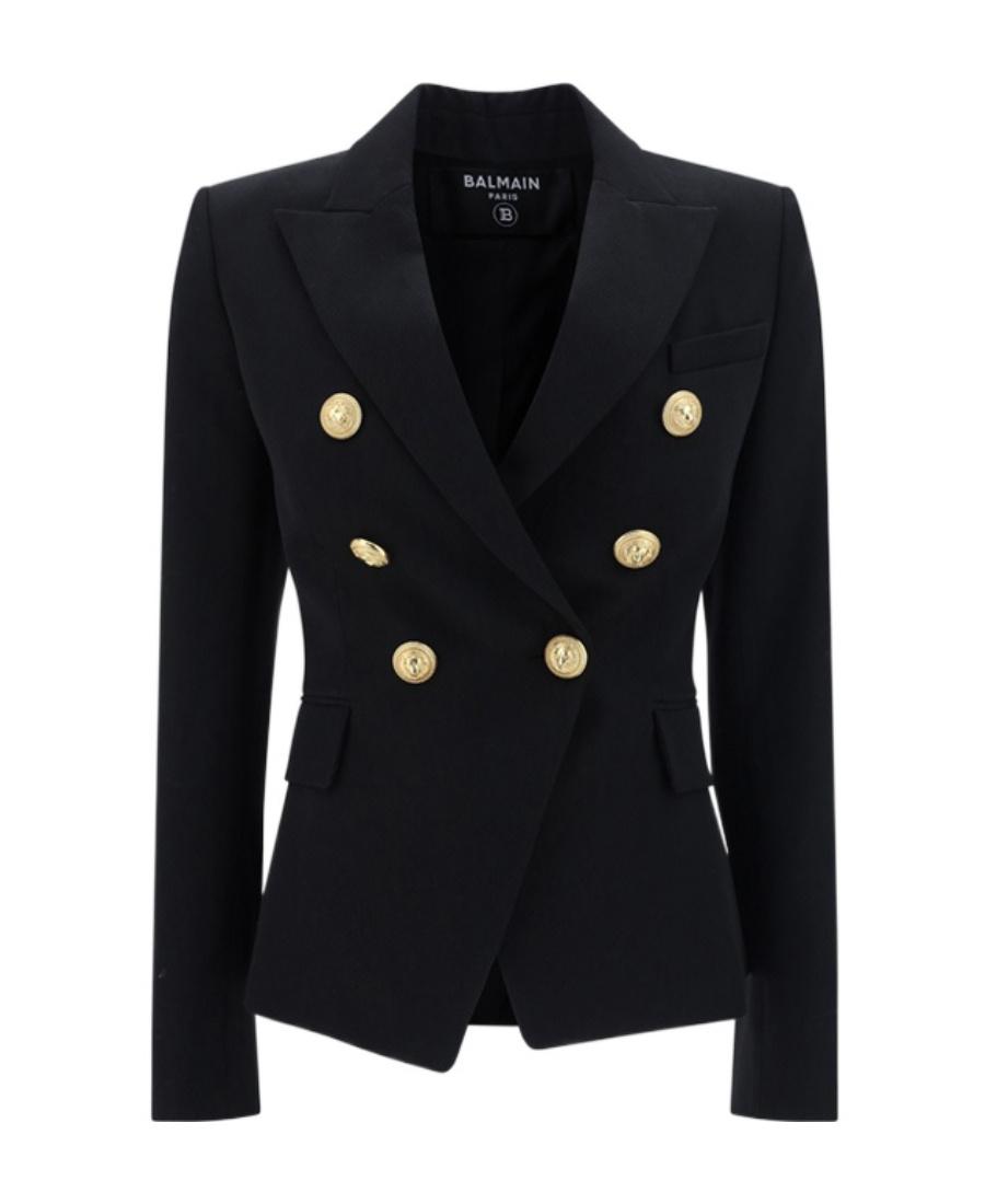 BALMAIN Double-breasted Grain De Poudre Wool Blazer In Multi Product Image