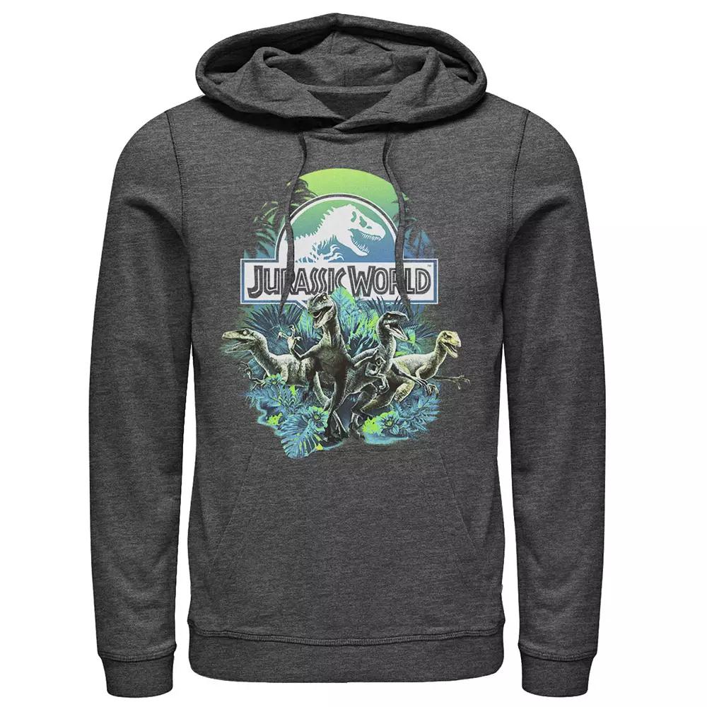 Men's Jurassic World Blue Green Jungle Velociraptor Attack Graphic Pullover Hoodie,  Product Image