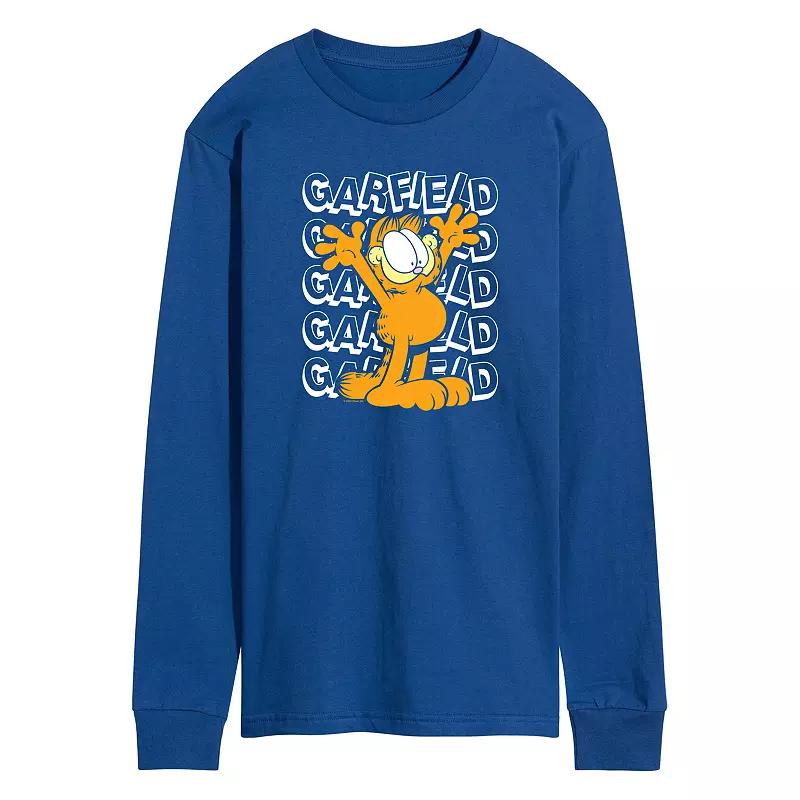 Men's Garfield Repeated Long Sleeve Graphic Tee,  Product Image