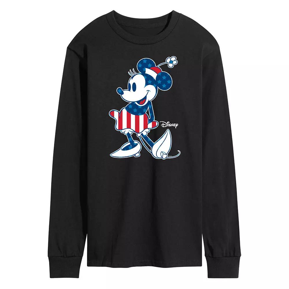 Disney's Minnie Mouse Men's Flag Long Sleeve Graphic Tee,  Product Image