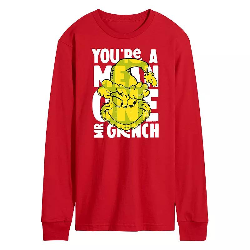 Men's Dr. Seuss Grinch You're A Mean One Long Sleeve Tee,  Product Image
