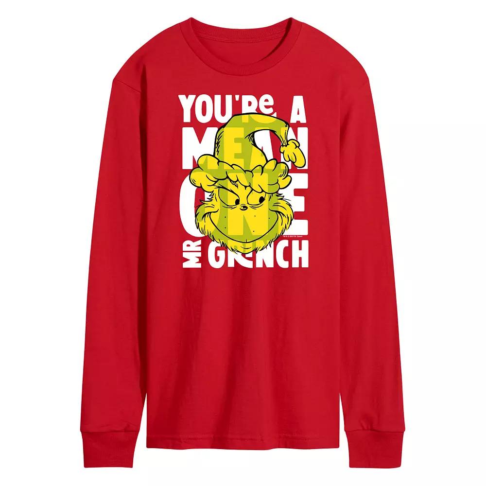 Men's Dr. Seuss Grinch You're A Mean One Long Sleeve Tee,  Product Image