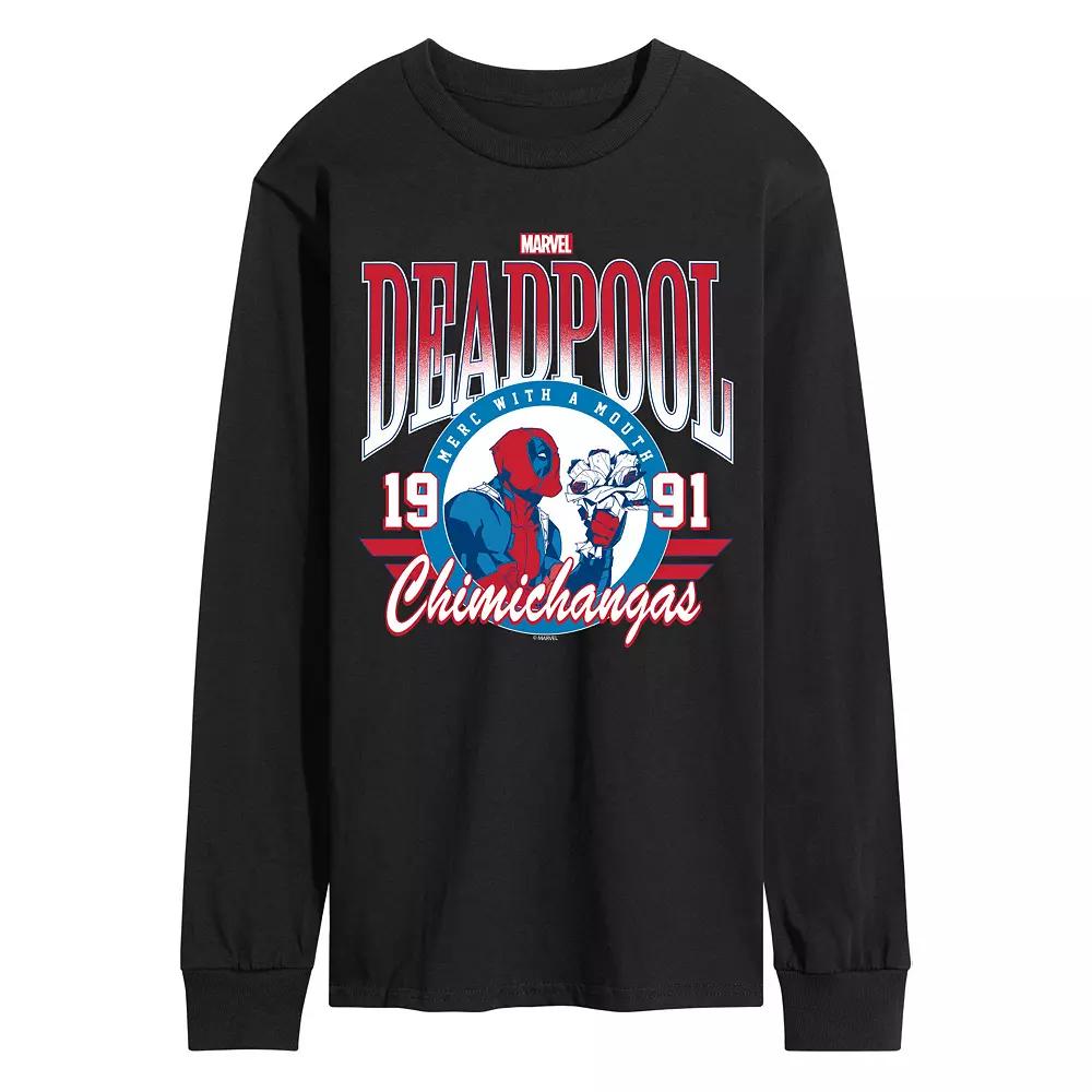 Men's Marvel Deadpool Chimichangas Collegiate Long Sleeve Graphic Tee,  Product Image