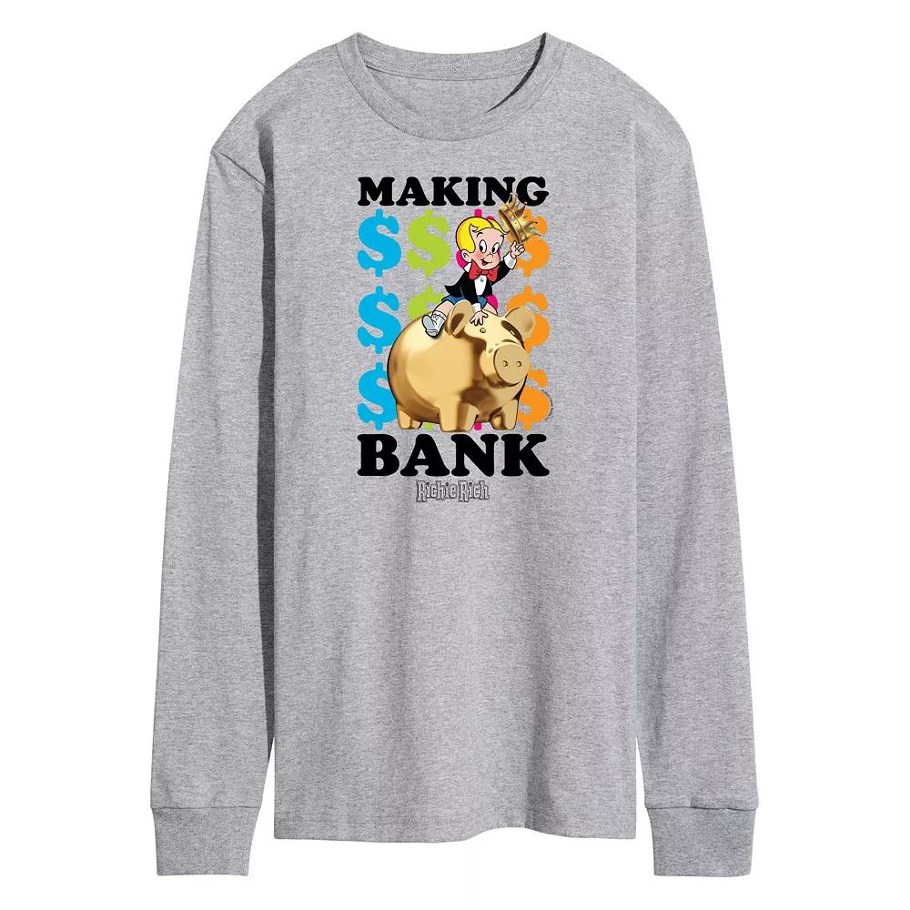 Men's Richie Rich Making Bank Long Sleeve Graphic Tee,  Product Image