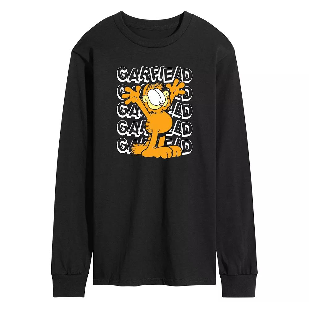 Men's Garfield Repeated Long Sleeve Graphic Tee,  Product Image