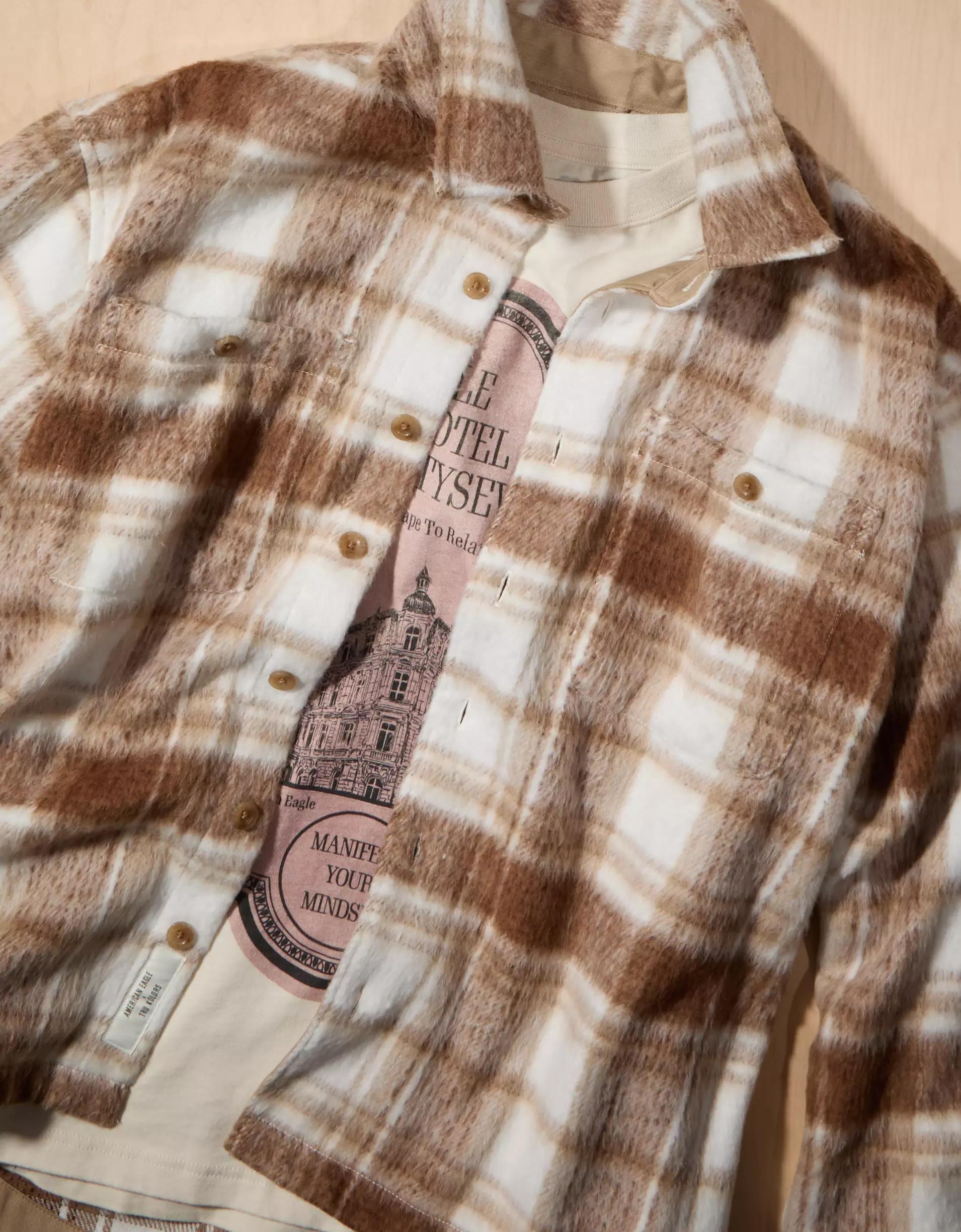 AE x Tru Kolors Heavyweight Brushed Plaid Overshirt Product Image