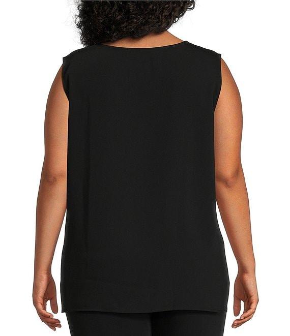 Caroline Rose Plus Size Matte Crepe Scoop Neck Sleeveless Tank Top Product Image