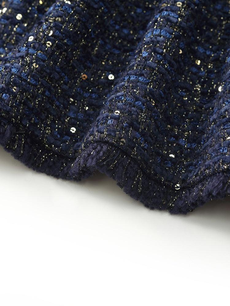 Wool Blend Tweed Square Neck Women Crop Jacket Product Image