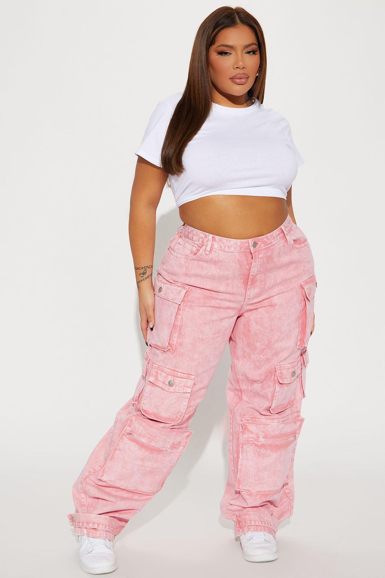 Billie Low Slung Cargo Jeans - Pink Product Image