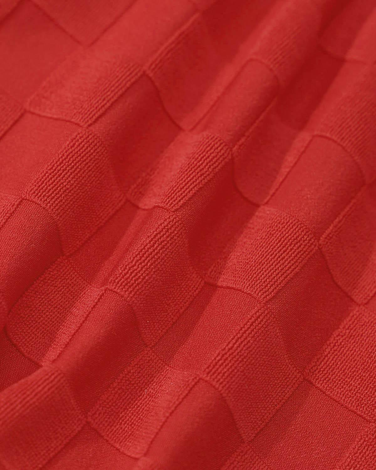 Red Plaid Ruched V-Neck One-Piece Swimsuit Product Image