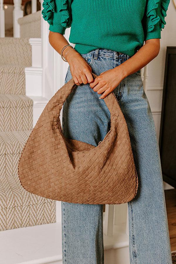 Victoria Faux Nubuck Woven Tote in Mocha Product Image