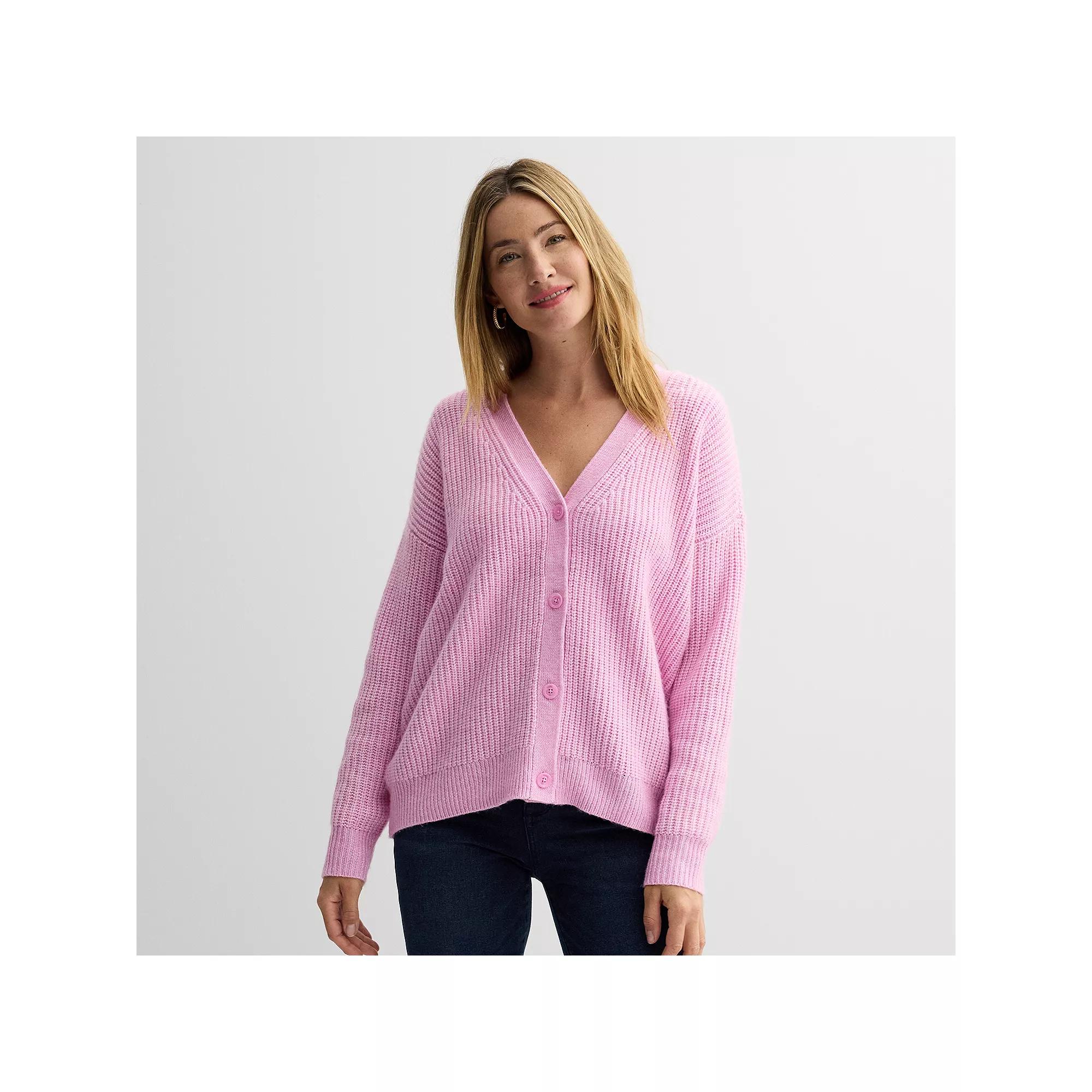 Women's Sonoma Goods For Life® Oversized Boyfriend Cardigan, Size: Medium, Pleasant Pink Product Image