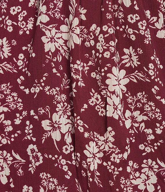 Allison & Kelly Floral Print V-Neck Long Sleeve Smocked Tiered Babydoll Dress Product Image