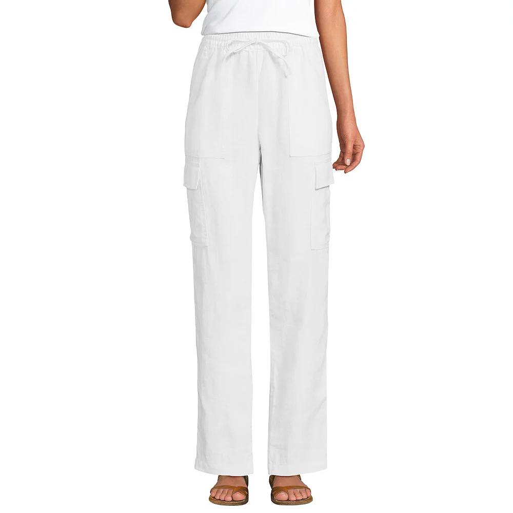 Women's Lands' End High-Rise Pull-On Linen Cargo Pants,  Product Image