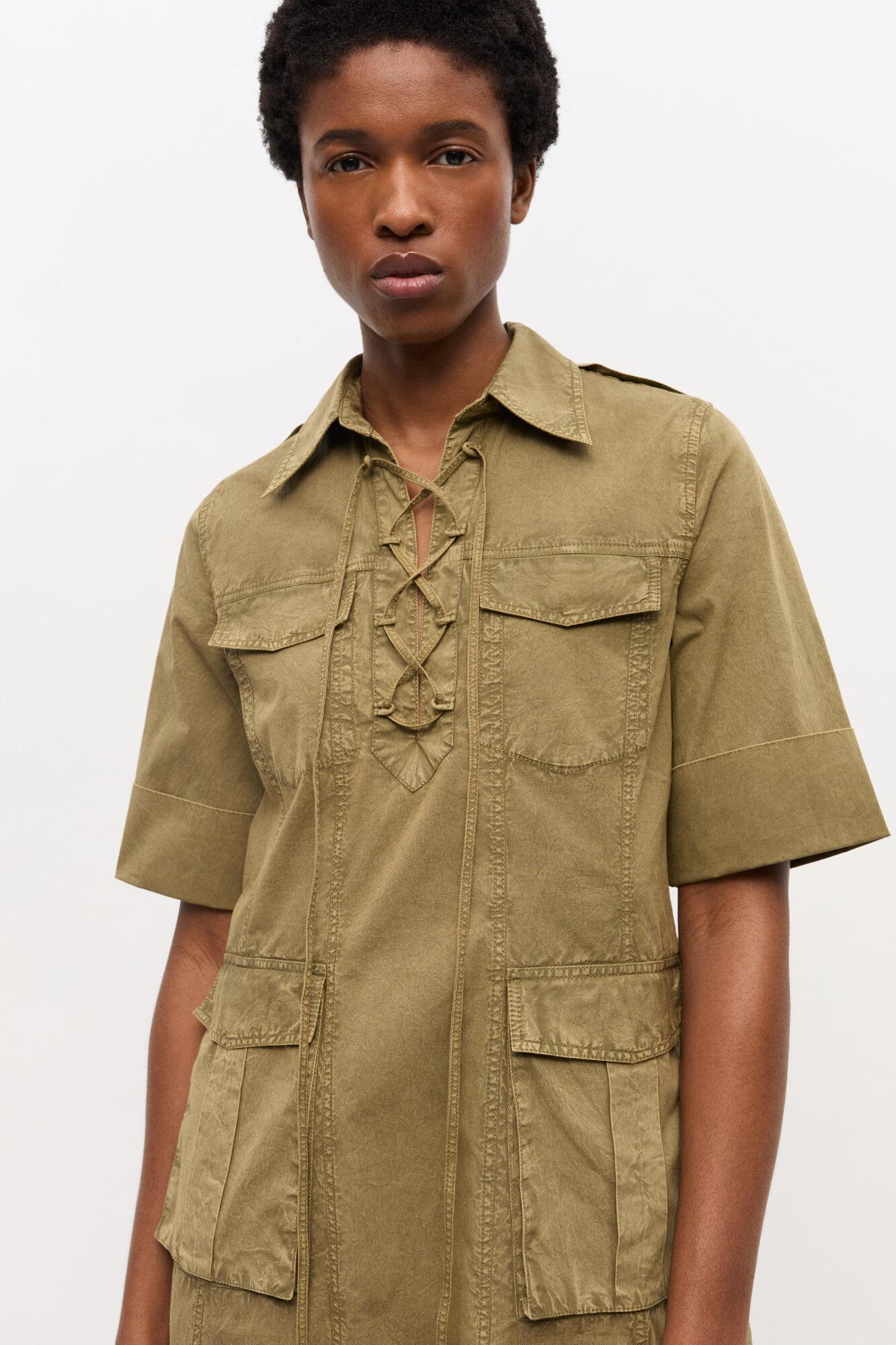 Green Washed Cotton Dress Product Image