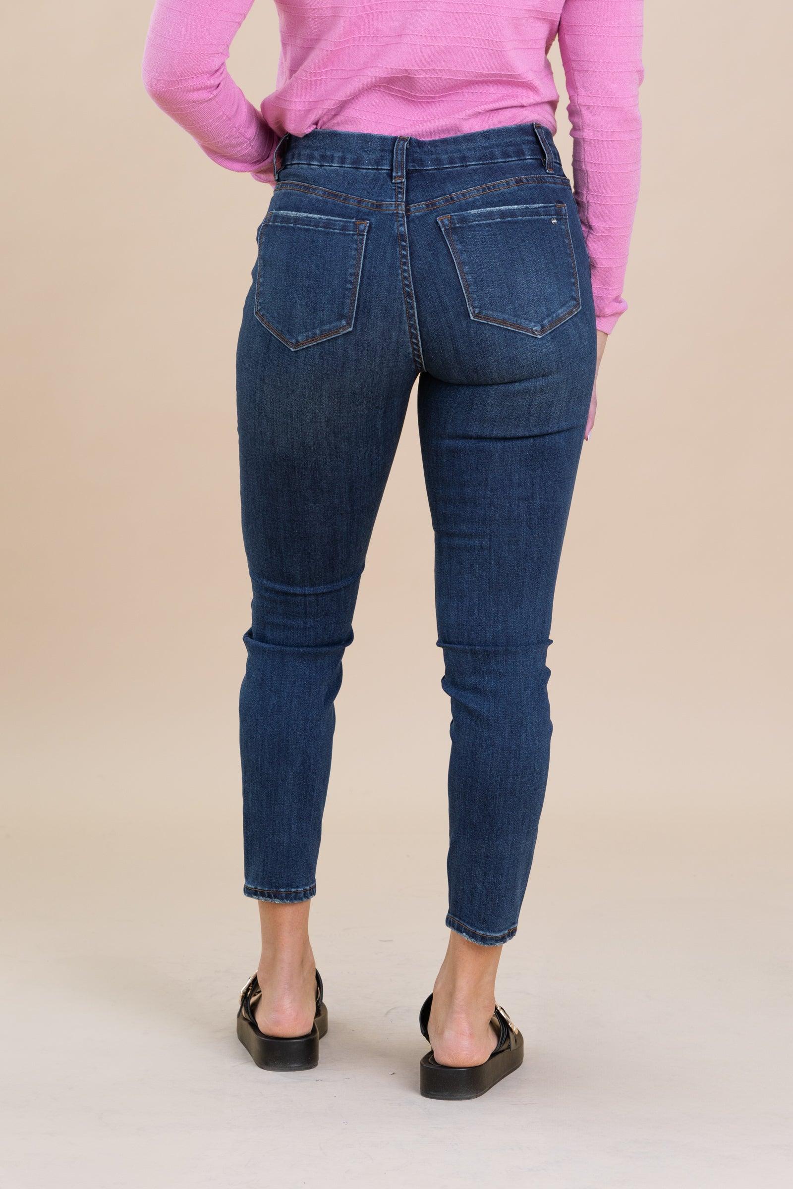 Mica Dark Wash Mid Rise Ankle Skinny Jeans Product Image