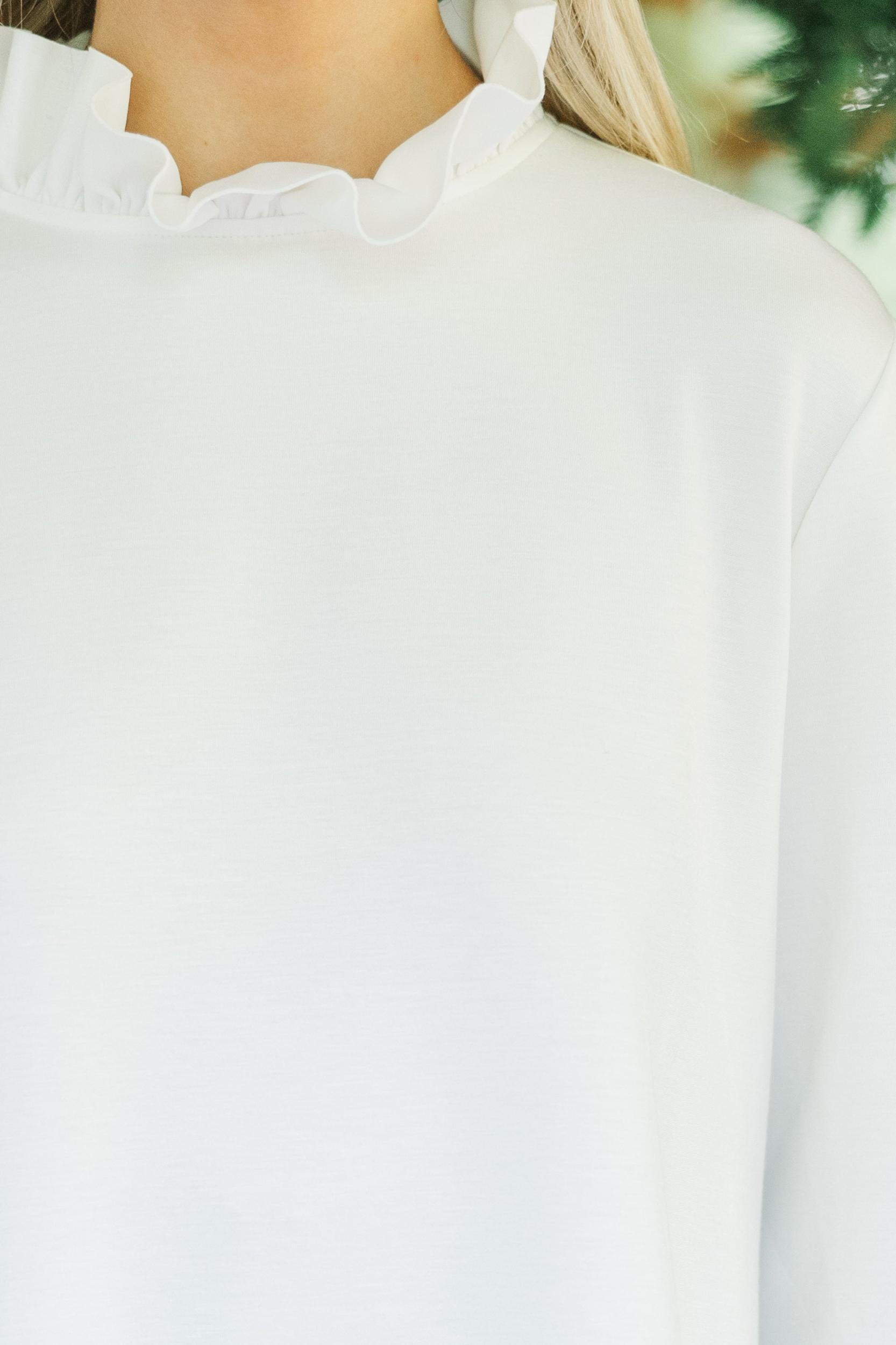 All You Know Ivory White Ruffled Blouse Female Product Image