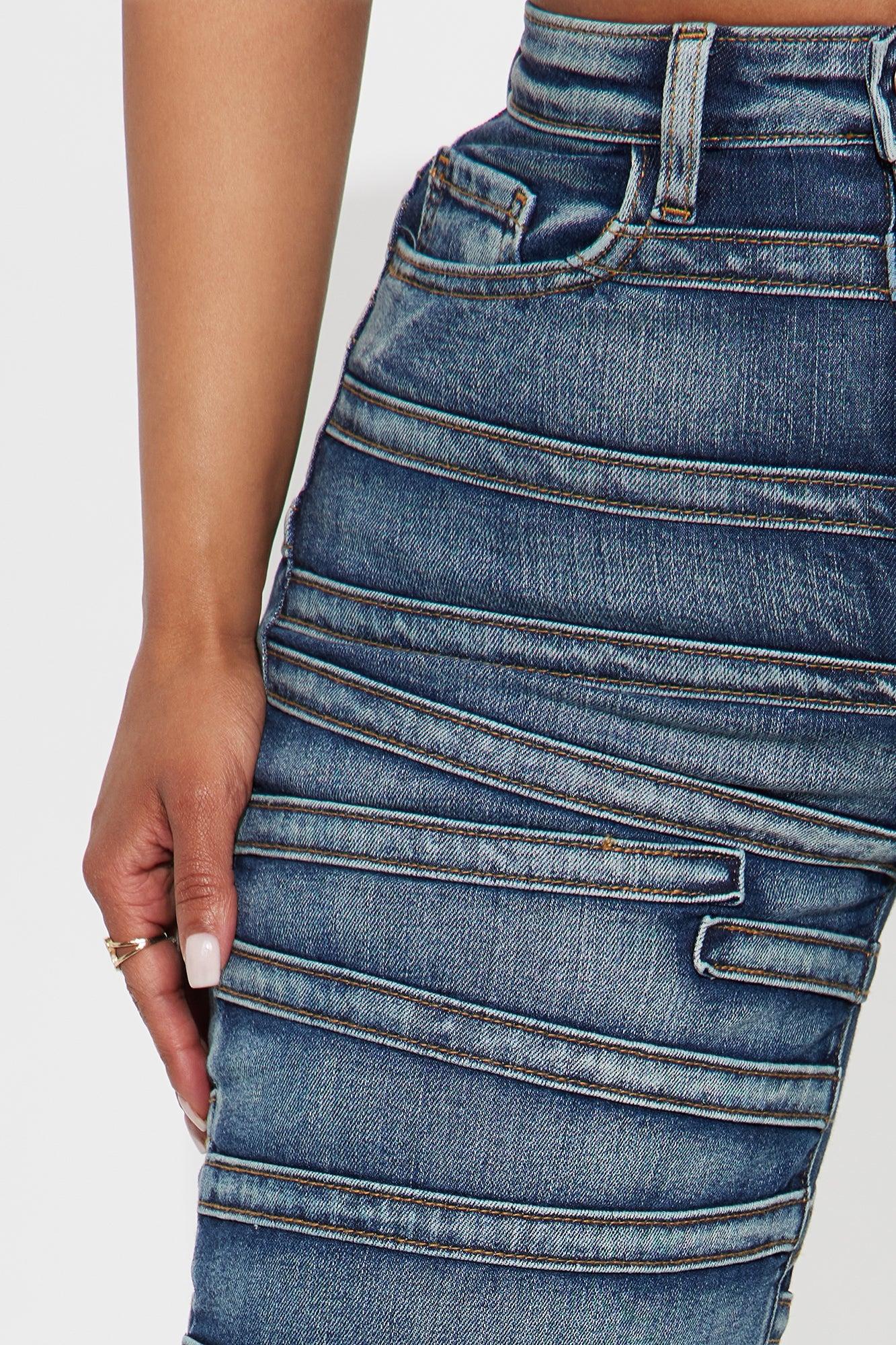 Seams Natural Wide Leg Jeans - Dark Wash Female Product Image