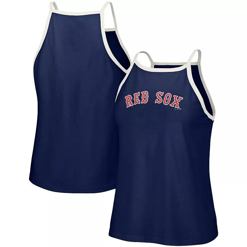 Womens Lusso Style Boston Red Sox Nadine Halter Tank Top Blue Product Image