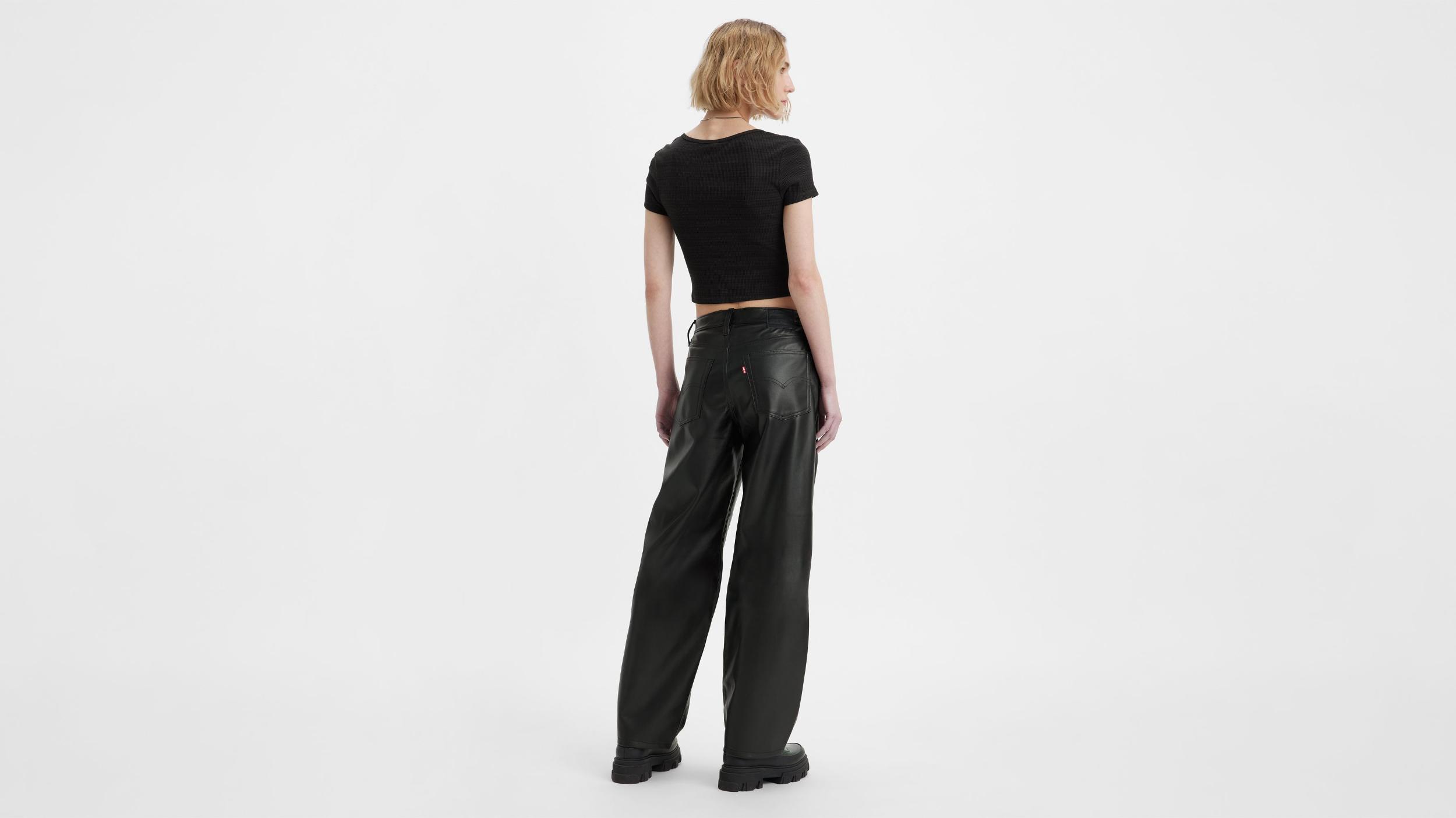 Faux Leather Baggy Dad Women's Pants Product Image