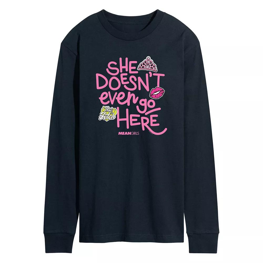 Men's Mean Girls She Doesn't Even Go Here Long Sleeve Graphic Tee,  Product Image