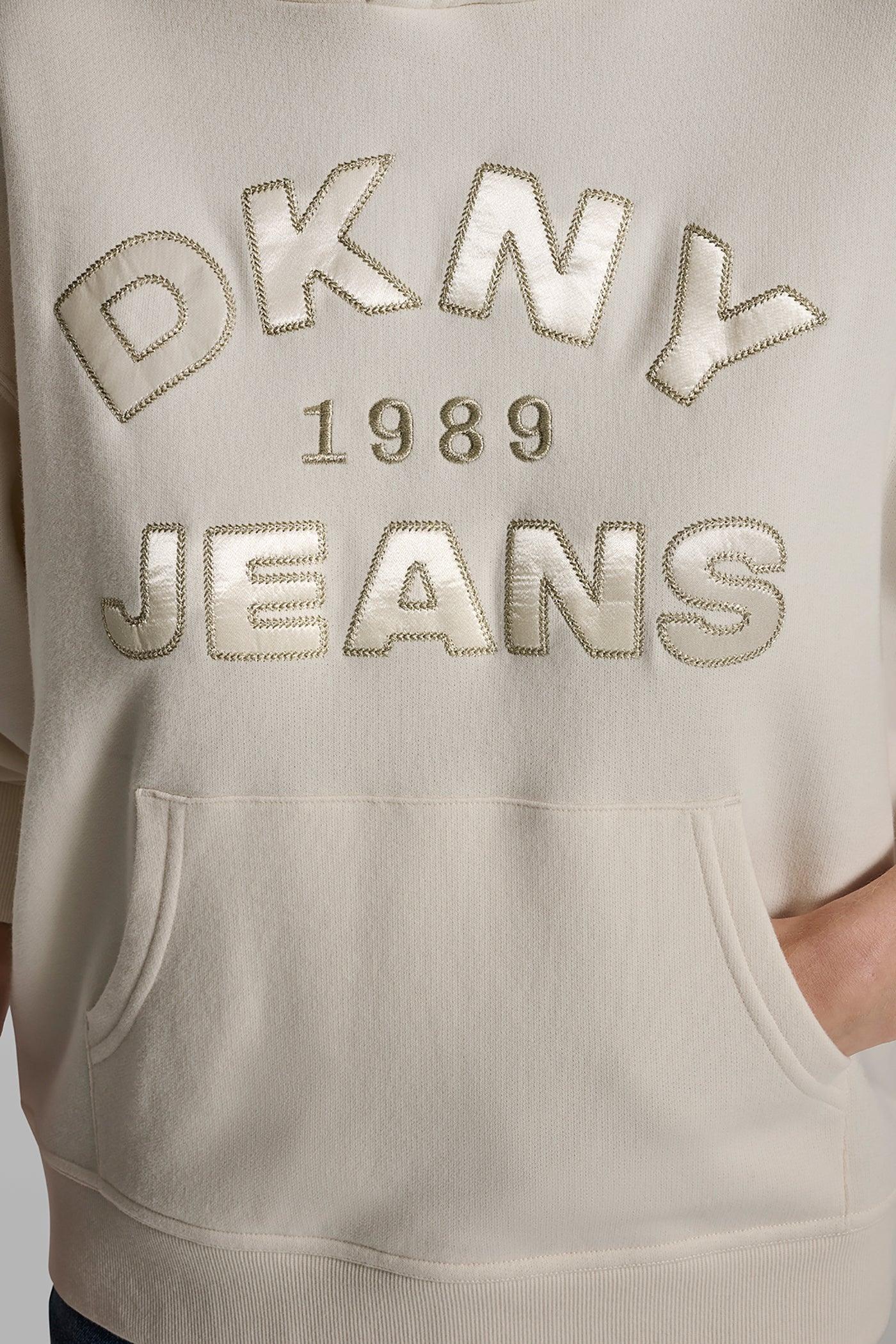 DKNY JEANS SATIN APPLIQUE CHAINSTITCH LOGO SWEATSHIRT Product Image