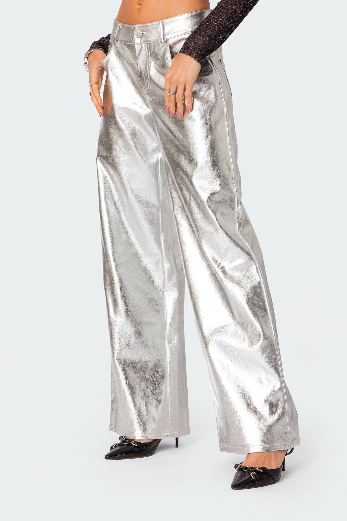 Kim Metallic Faux Leather Pants Product Image