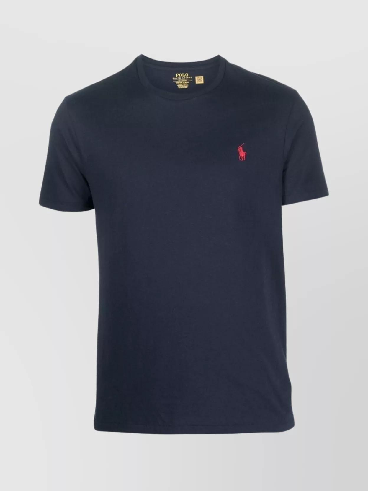 POLO RALPH LAUREN Slim-fit Logo-embroidered Cotton-jersey T-shirt In Navy Product Image
